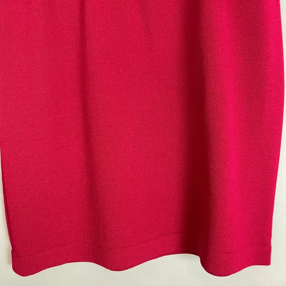 St John Collection Marie Gray Pencil Skirt Red Santana Knit Elastic Waist Sz 14